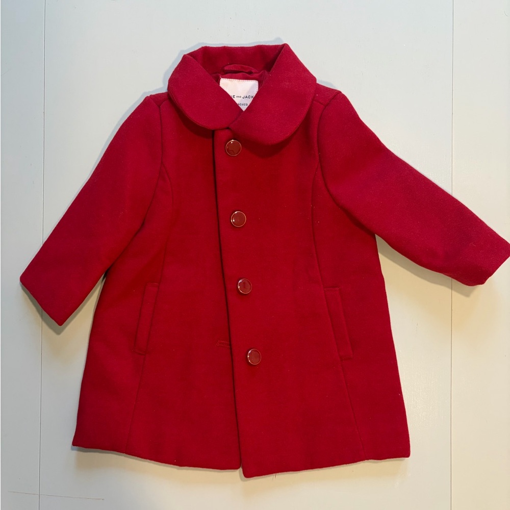 Janie & Jack NWT Stylish Red Coat with Puff Sleeves 6-12 months with bow